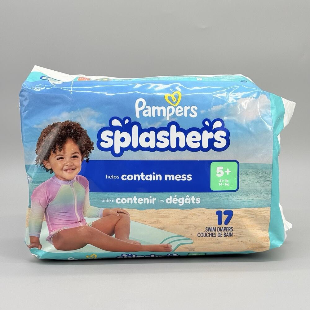 Pampers Splasher's Swim Diapers Size 5+, 31+ lbs. 17 count